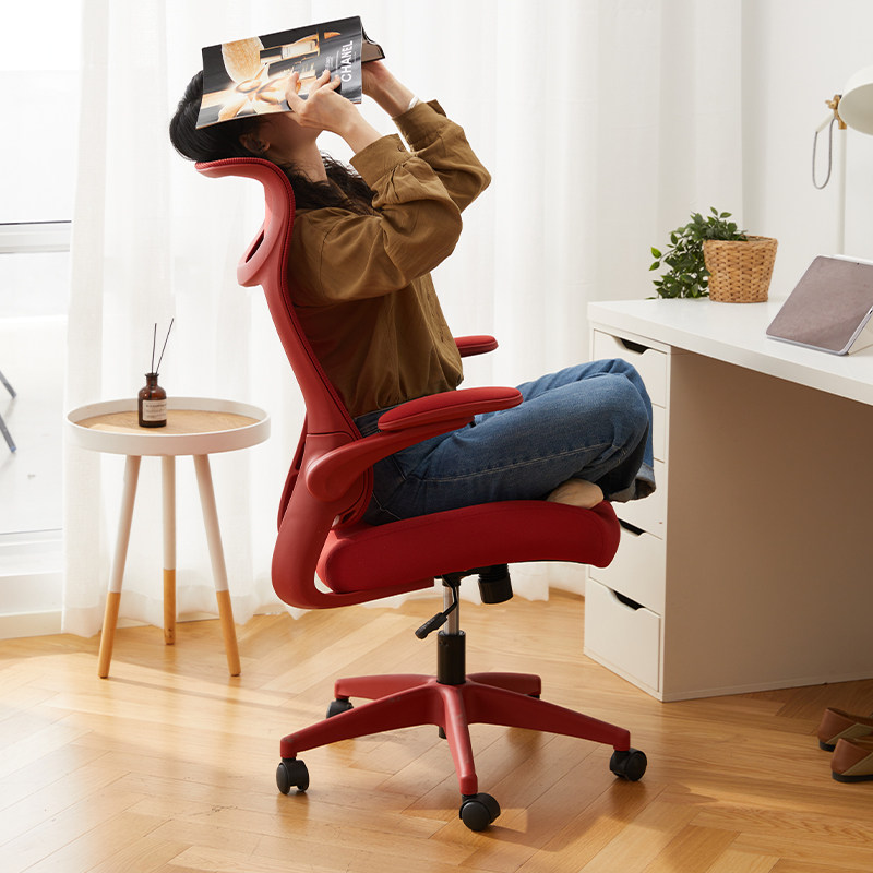 八九间O2电脑椅办公学习人体工学书桌座椅女舒适久坐电竞椅子红色