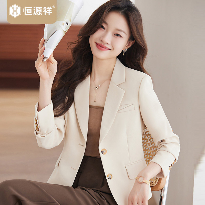 恒源祥西装外套女气质名媛2026春秋新款韩版休闲小个子女神范西服