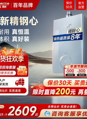 AO史密斯佳尼特家用精钢恒温燃气热水器强排安全升级16升TCS5新品