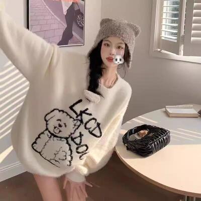 温柔风水貂绒套头毛衣女秋冬新款