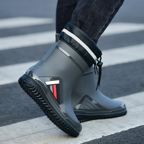 防水防滑耐磨中简水鞋男