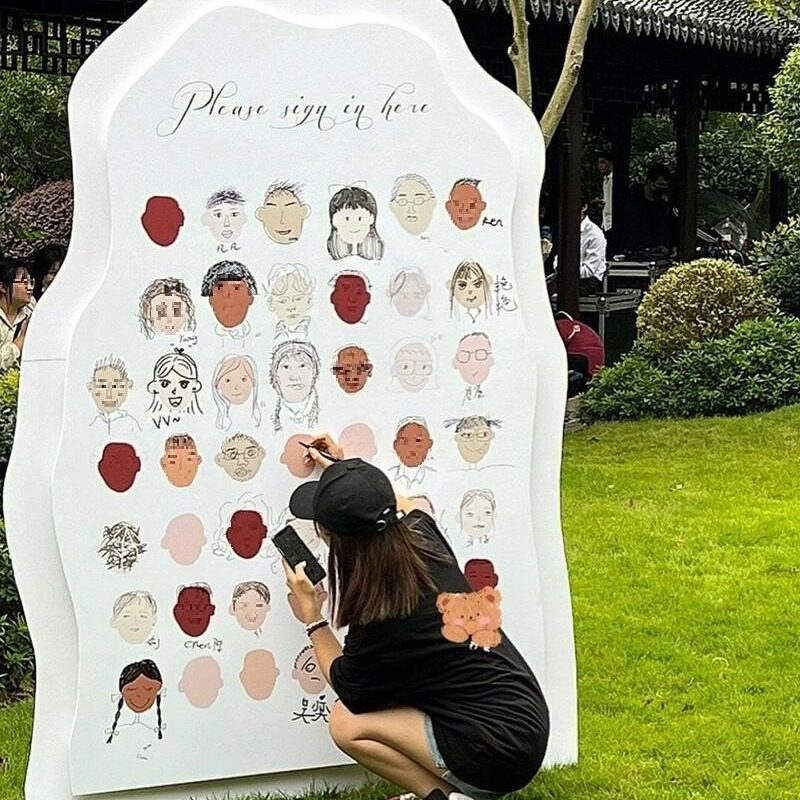 创意头像涂鸦签名到墙牌订结婚礼布置开业店庆仪式感背景kt板订lo