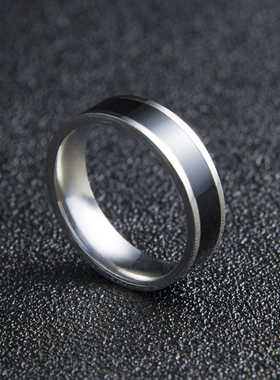 钛钢黑色男士戒指韩版潮单身霸气
