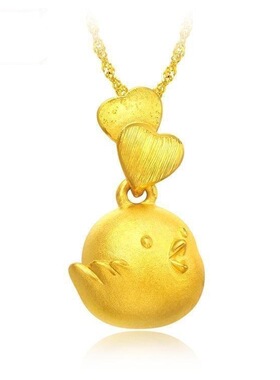 本命年双心形欧币风小鸡硬黄金