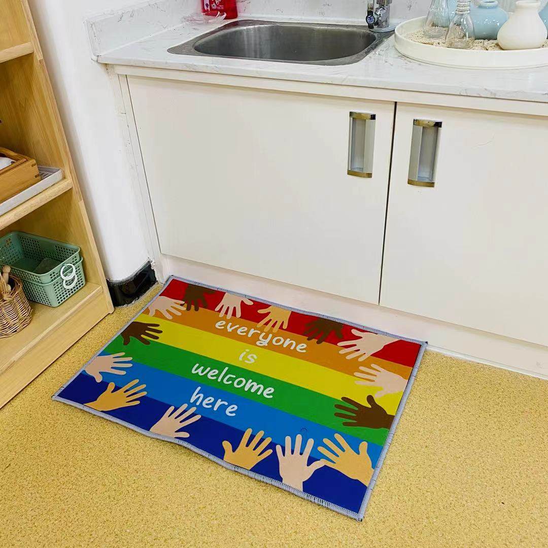 幼儿园早教中心英语机构托育教室地毯门口楼梯地垫 英文环创布置