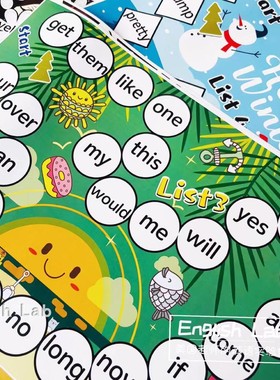 全套220高频词sight words飞行棋游戏 亲子桌游练习英语教师教具