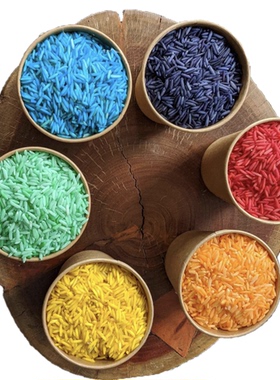 瑞吉欧华德福感官材料彩色大米开放性材料玩具 蒙氏触觉创意教具