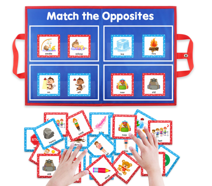 英语启蒙小学反义词手提板 插卡式正反义词词板 儿童早教认知教具