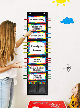 behavior pocket chart学生课堂行为管理图表挂袋学校教师教具