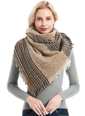 Large Prickly Plaid Square Scarf Women Enlarged Thick Scarf
