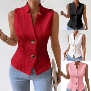 2026 Women's Commuter V-neck Button Sleeveless Vest Jacket