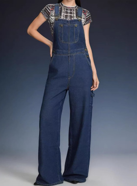 2026 Loose Wide Leg Casual Suspenders Women's Jeans Jumpsuit