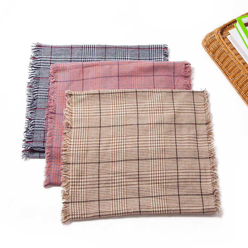 New Plaid Scarf For Men And Women Color Block Tassels Scarf
