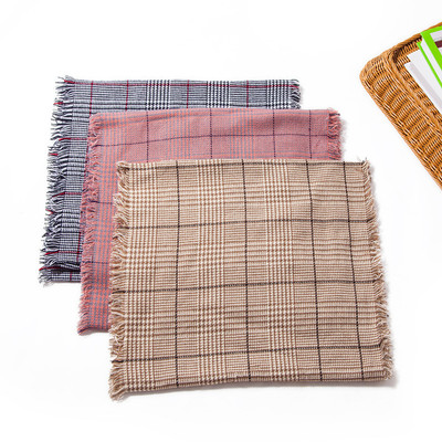 New Plaid Scarf For Men And Women Color Block Tassels Scarf