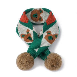 2025 Children's Fashion Knitted Cute Ball Animal Print Scarf