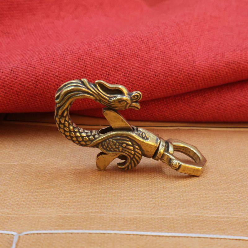 黄铜龙头钥匙扣中国风复古平面扣鹰扣登山合金扣个性创意腰扣批发