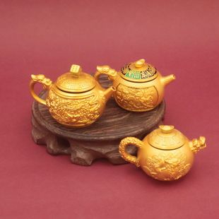 浮雕龙凤小茶壶马上胡转手把玩打麻将招财工艺品手把件解压小玩具