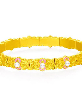 2025新款镀金蜜粉十里红妆和美如意粉色系珍珠弹力手镯女款手串