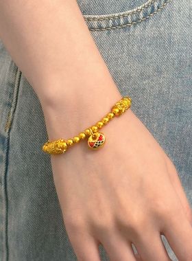 新中式烧蓝古风步步生莲胖福并蒂莲手链古法传承烧蓝手串送礼