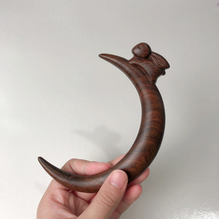 2025古风金丝檀木上玄月兔子发簪女中式汉服挽发钗子古典百搭发饰