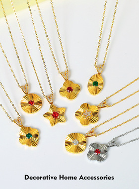 2025新款不锈钢女士项链配饰不掉色彩色简约东莞钛钢饰品锁骨链