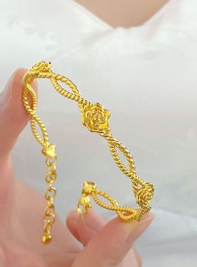 在逃公主缠绕秘境玫瑰手镯浪漫玫瑰花手镯气质轻奢百搭送女友