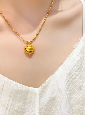 爆款沙金爆闪千金风设计感AB面龙麟碎冰冰爱心吊坠项链女士锁骨链