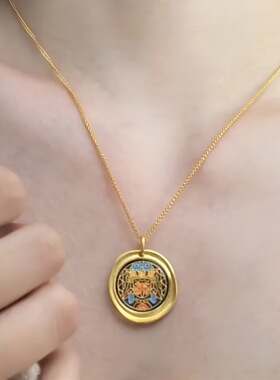 越南沙金扎基拉姆吊坠久黄金色项链锁骨链护身符diy配件女饰品