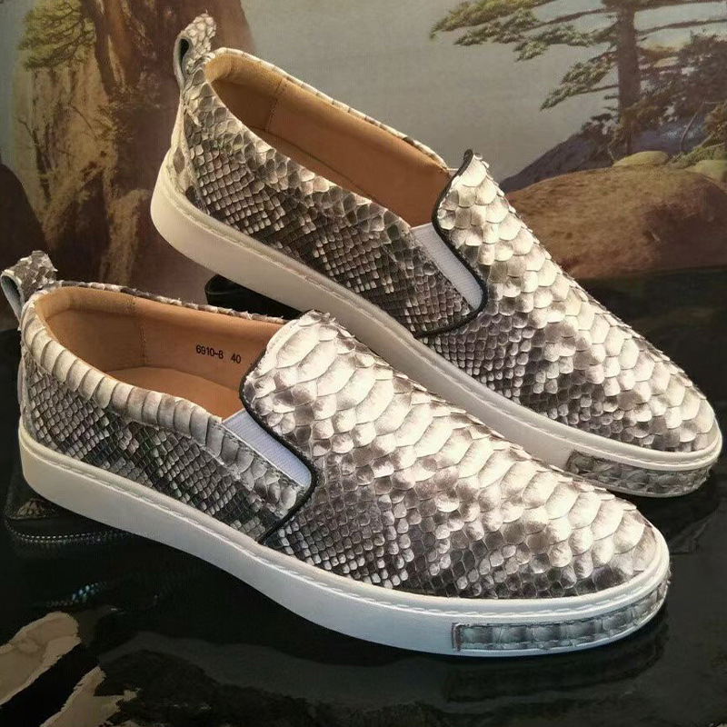 男女歌手明星时尚运动休闲鞋潮流百搭蛇皮平底系带透气皮鞋板鞋
