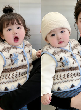 婴儿新款费尔岛复古风加绒马甲秋冬新款叠穿保暖背心外套加厚Z788