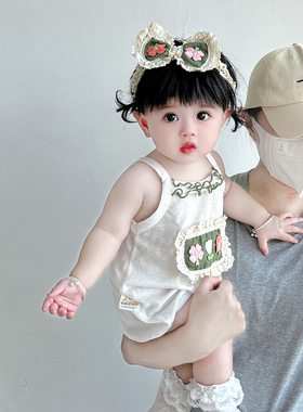 婴幼儿夏季网眼吊带包屁衣宝宝夏日薄款洞洞包屁衣Z1270