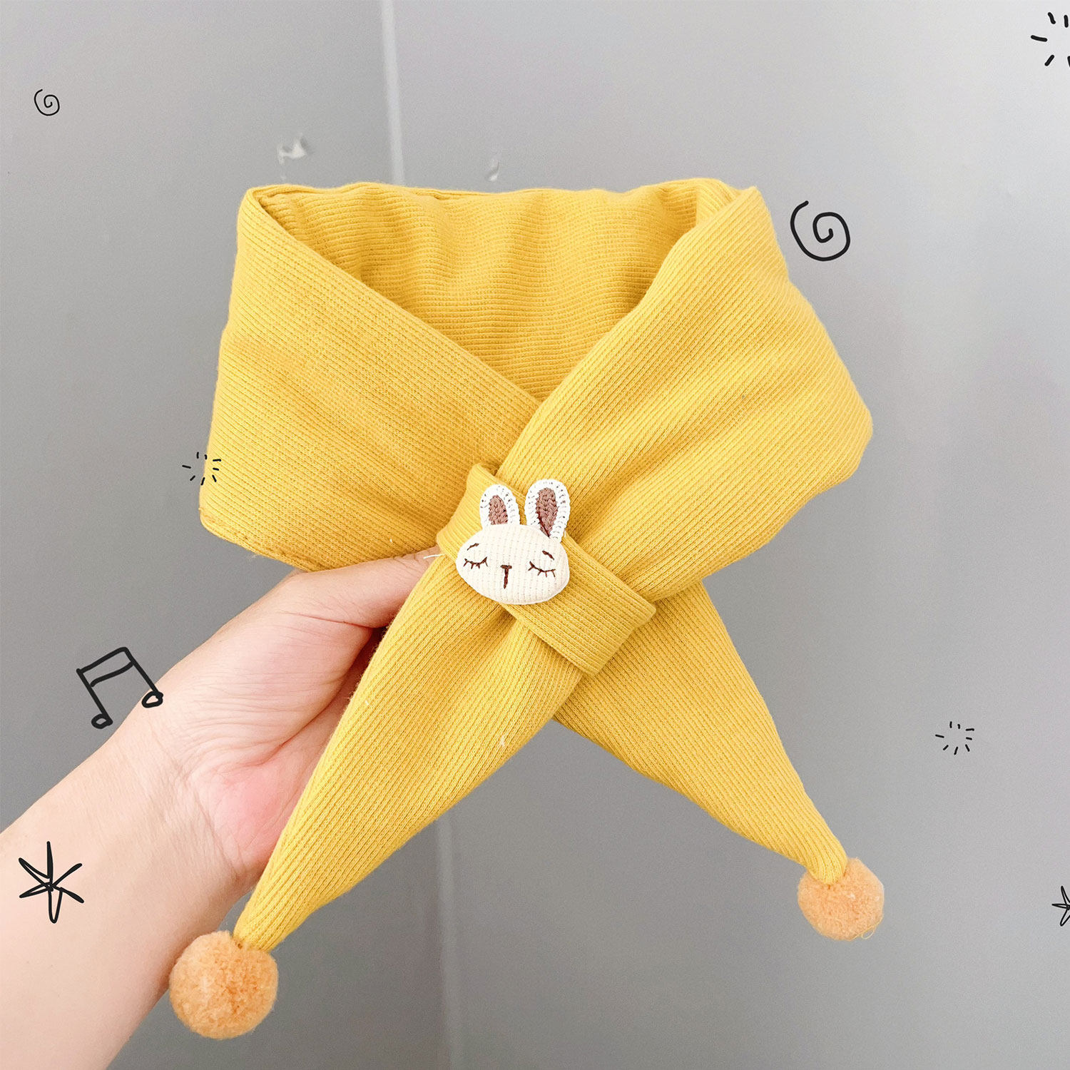 婴儿糖果色系秋冬保暖围巾女宝宝爱心加棉防冻护颈围脖916