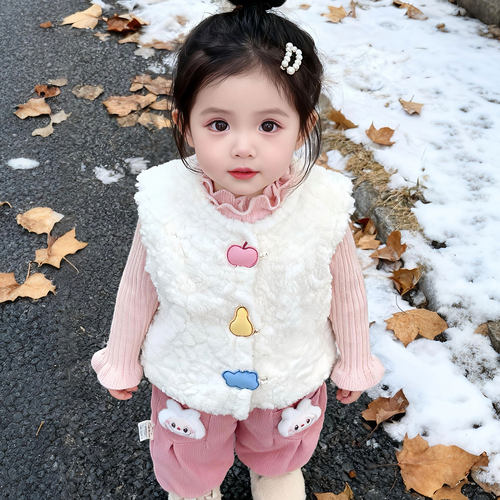新款加绒冬季毛毛马甲套装