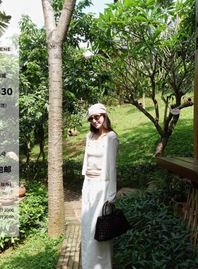 SHARLENE2025新款_B入chao百搭显瘦通勤亚麻开衩半裙松紧腰长裙女