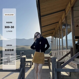 SHARLENE_2025秋冬新款 显瘦麂皮短裙女 _B入氛围感高ji百搭A字版