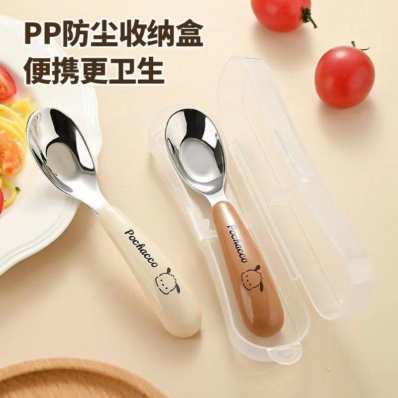 316L不锈钢儿童专用元宝勺宝宝辅食勺幼儿圆家用食品级小孩调羹。