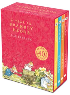 预售 野蔷薇村的一年4册40周年盒装纪念版英文原版绘本A Year in Brambly Hedge野蔷薇村的故事儿童英伦田园童话故事书