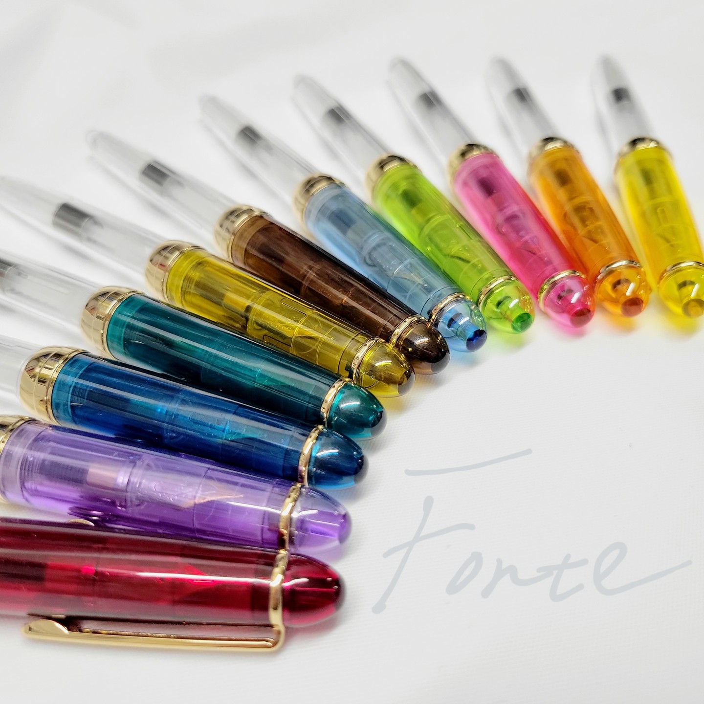 现货 日版 文具女子博fonte玻璃笔毛笔  diy透明  墨水试色笔