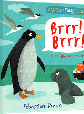 【外图原版】进口英文 Can You Say It Too? Brrr Brrr 极地动物 你也可以这样说吗 重复句型 儿童英语启蒙纸板翻翻操作书