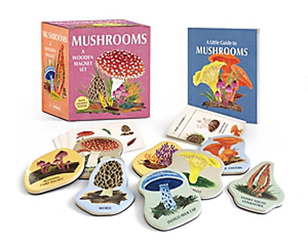 预售 英文原版 mushrooms: a wooden magnet set 蘑菇木质磁贴套装