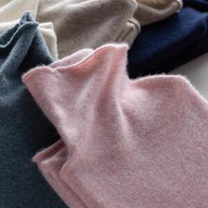 2024秋季baby小山羊绒衫女堆堆领宽松针织衫内搭打底衫高领毛衣女