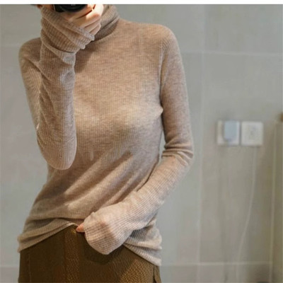 精纺高领羊绒衫女超薄款微透修身针织衫2025秋冬女装羊毛打底毛衣