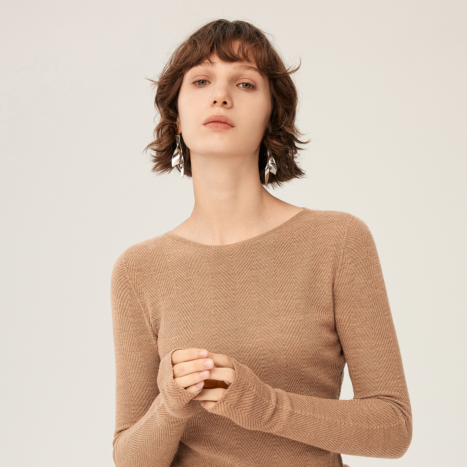 德国Biela Ascot黄金羊毛 可机洗精纺100%纯羊毛衫女圆领薄款毛衣