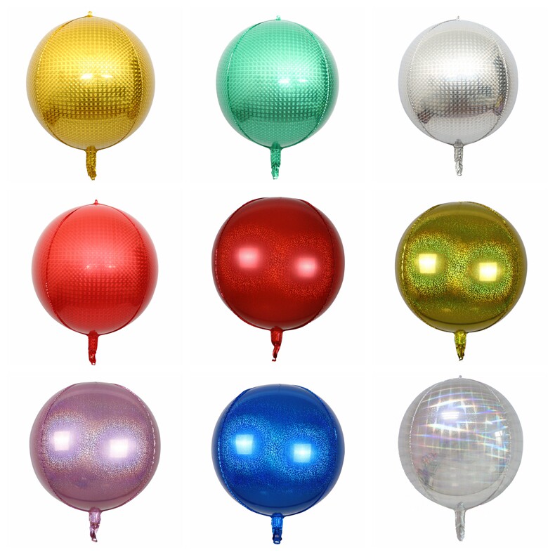 网红ins风22寸镭射4d铝膜气球 正圆吊饰装饰氦气飘空婚礼派对布置