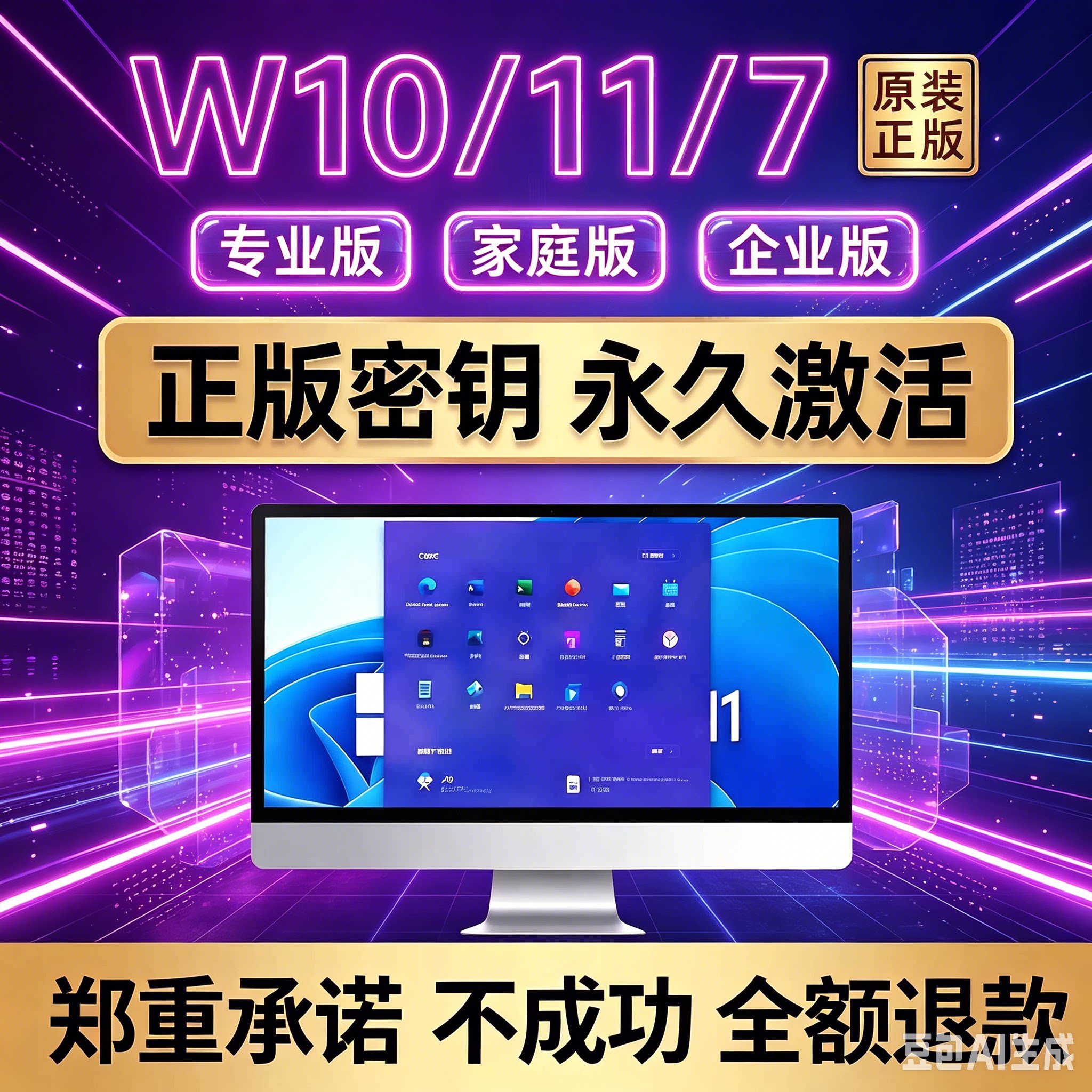 正版Win7/10/11激活密办公设备配件及相关服
