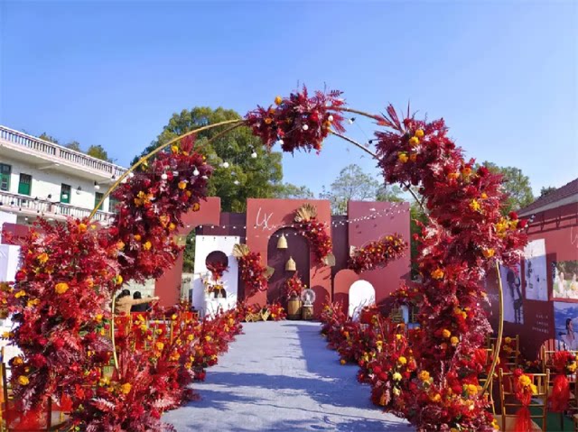 农村秋色乡村泰式婚礼布置图片psd制作图户外庭院婚礼布置高清图