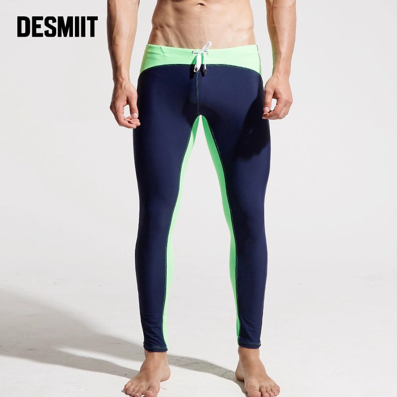 Desmiit 男士长款泳裤泳衣防走光紧身游泳裤时尚骑行健身运动裤