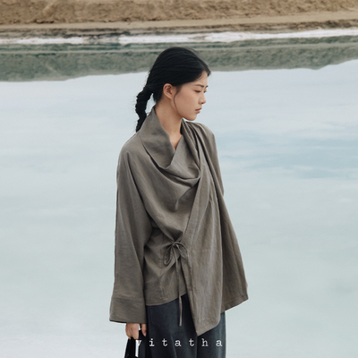 衬衫荡领Vitatha斜襟系带