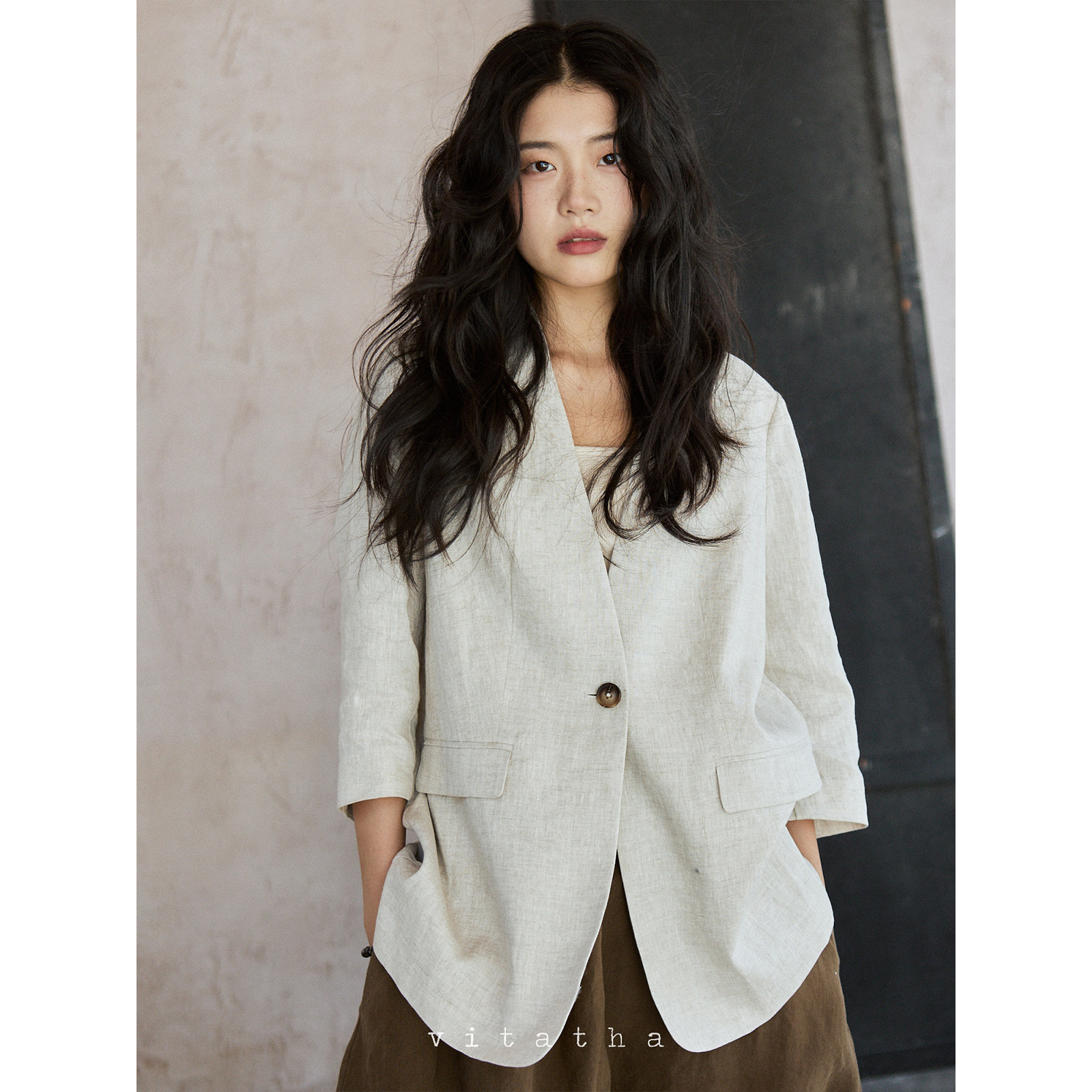 Vitatha番塔塔 抱朴 春夏宽松休闲七分袖雨露亚麻薄款西装外套,女装/女士精品,西装,淘宝优惠券,粉丝福利购,淘宝优惠卷
