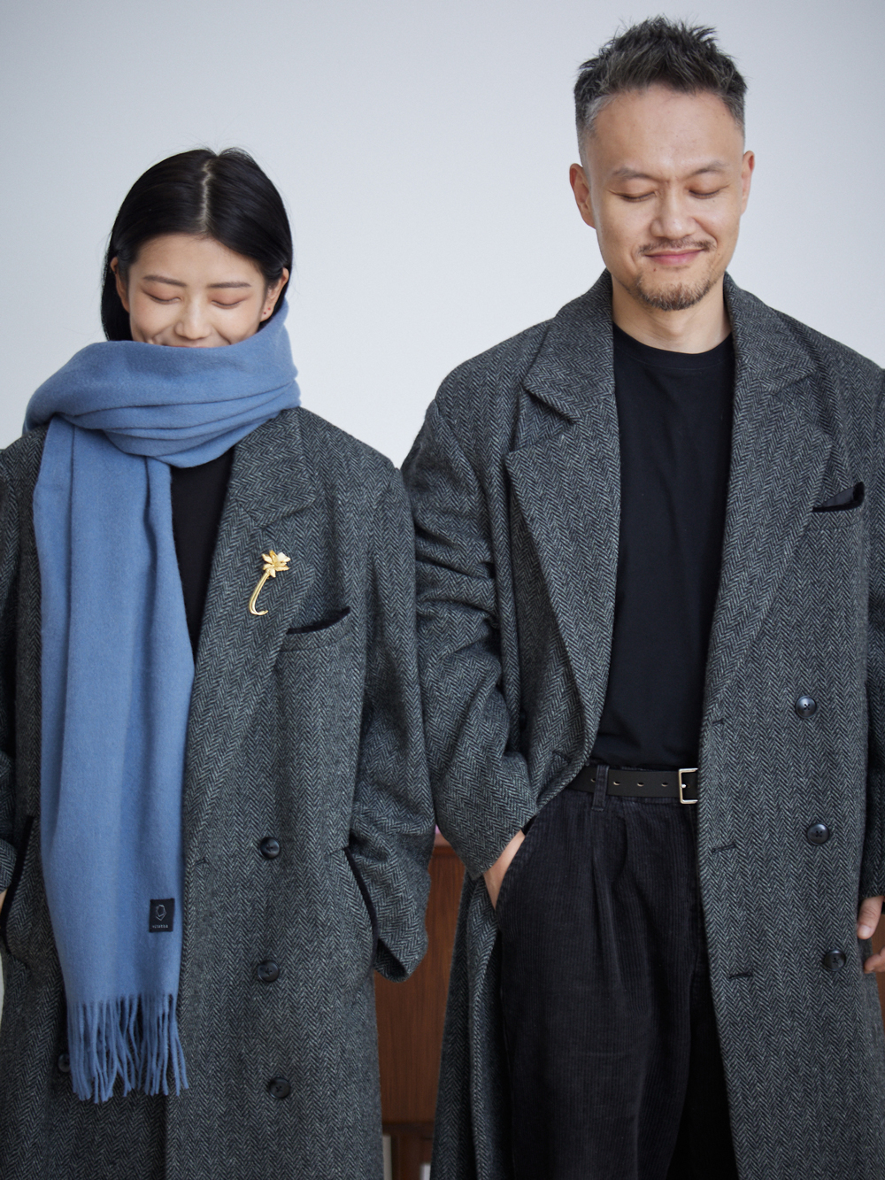 番塔塔情侣中性人字纹大衣